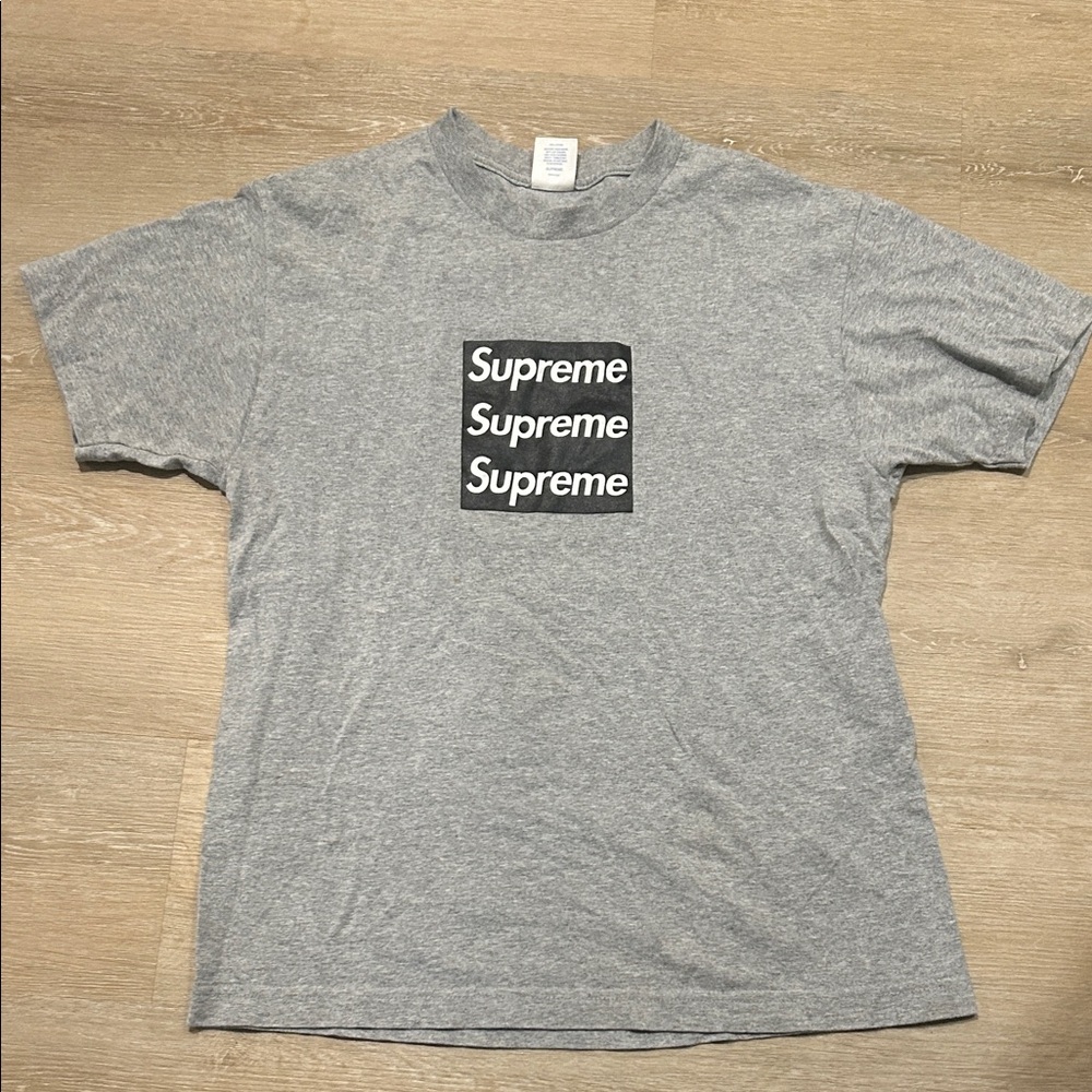 Supreme Asspizza Triple Box Logo Gray T-Shirt